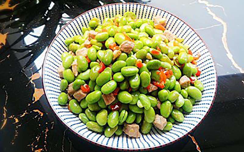 青椒毛豆炒肉丝